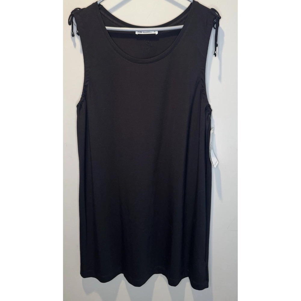 Fig Black Sleeveless Tie Accent Aya Knit Dress XL NEW‎ Minimalist Casual Travel